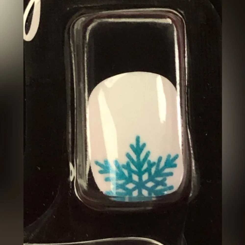 3‎ for $10 White square tip blue snowflake press-on nail extensions new FREE